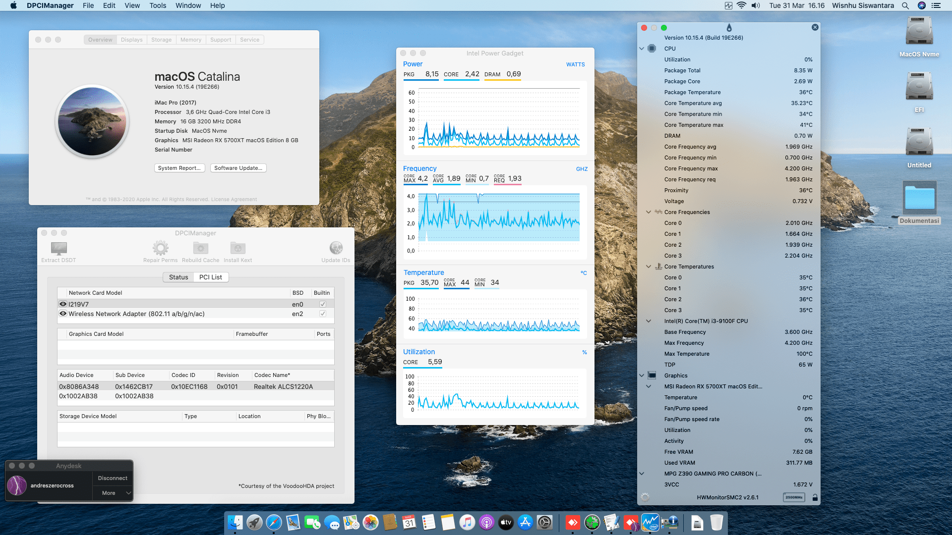 Success Hackintosh macOS Catalina 10.15.4 Build 19E266 in MSI MPG Z390 GAMING PRO CARBON + Intel Core i3 9100F + MSI RX 5700XT